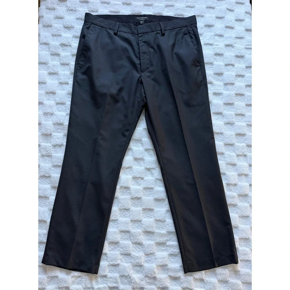 Banana Republic Tailored Slim Dress Trousers Men 36x30 Grey Micro Check -EUC